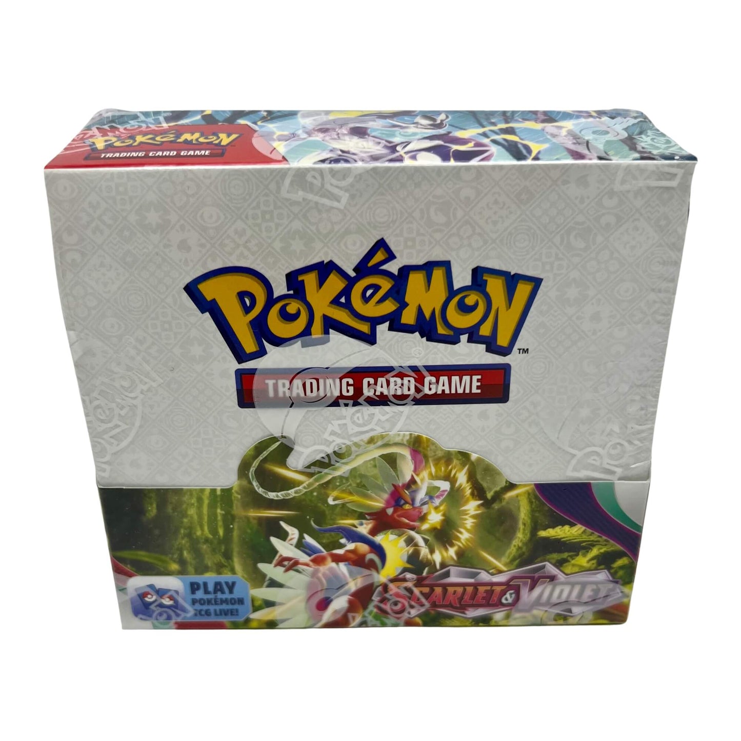 Frontansicht eines Pokemon Scarlet & Violet Booster Displays in englisch