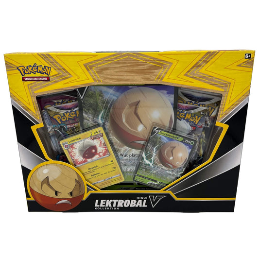 Frontansicht einer Pokemon Hisui-Lektrobal-V Box Kollektion deutsch