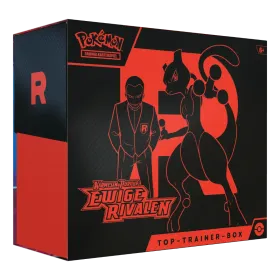 Frontansicht einer Pokemon Karmesin & Purpur Ewige Rivalen Top Trainer Box in deutsch