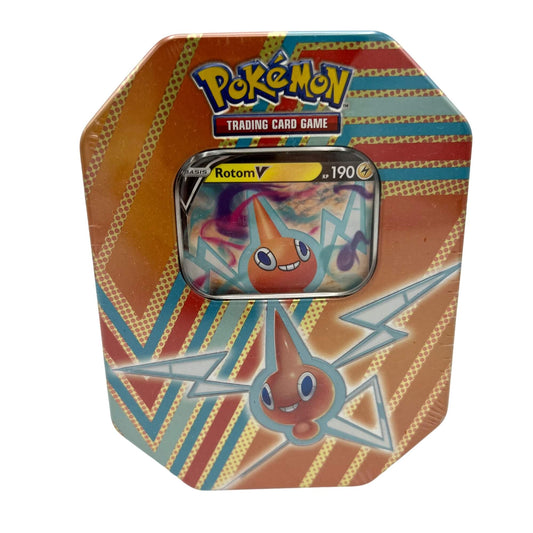 Frontansicht einer Pokemon Rotom-V Tin Box deutsch